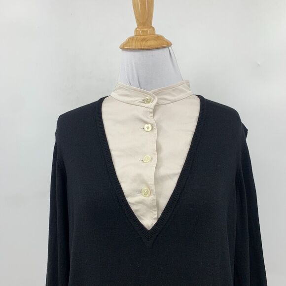 St John Sweater Womens M Medium Wool Silk Blend Contrast Layered Twofer *READ - Picture 3 of 11